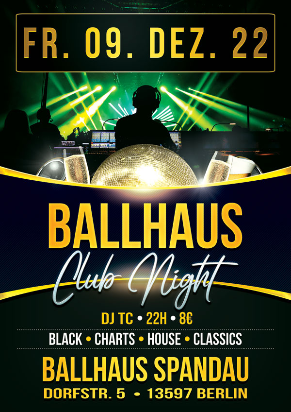 Ballhaus Club Night mit DJ TC am 09.12.2022 ab 22 Uhr