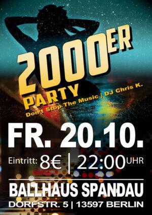2000er Party mit DJ Chris K. am 20.10.2023 im Ballhaus Spandau