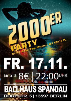 2000er Party mit DJ Chris K. am 17.11.2023 im Ballhaus Spandau