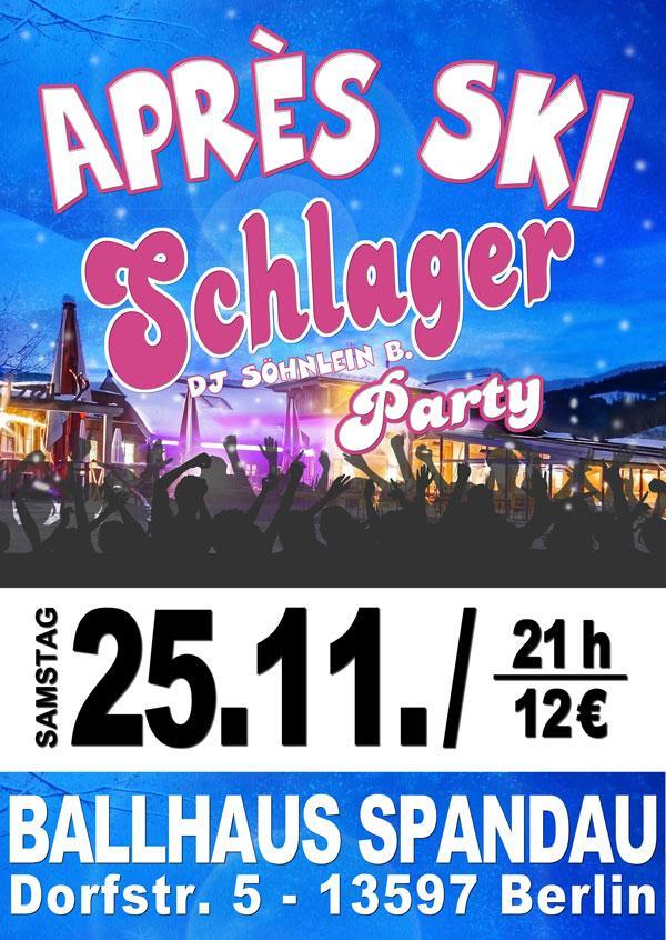 Après-Ski Schlager Party am 25.11.2023 mit DJ Söhnlein B. im Ballhaus Spandau