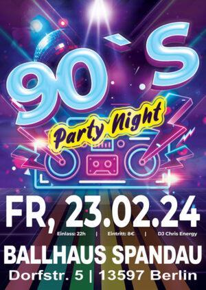 90er Party mit DJ Chris Energy jeden letzten Freitag im Monat im Ballhaus Spandau