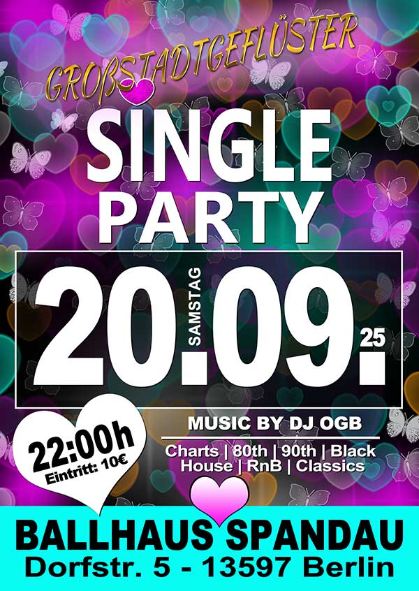 Single Party mit DJ OGB am 20.09.2025 im Ballhaus Spandau