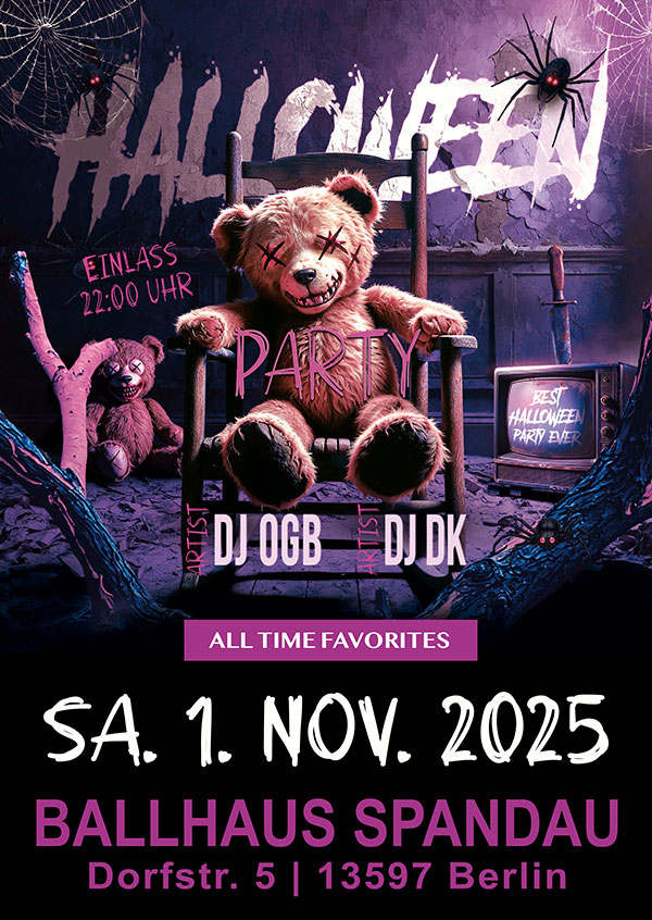 Halloween Party 2025 ab 22:00 Uhr im Ballhaus Spandau